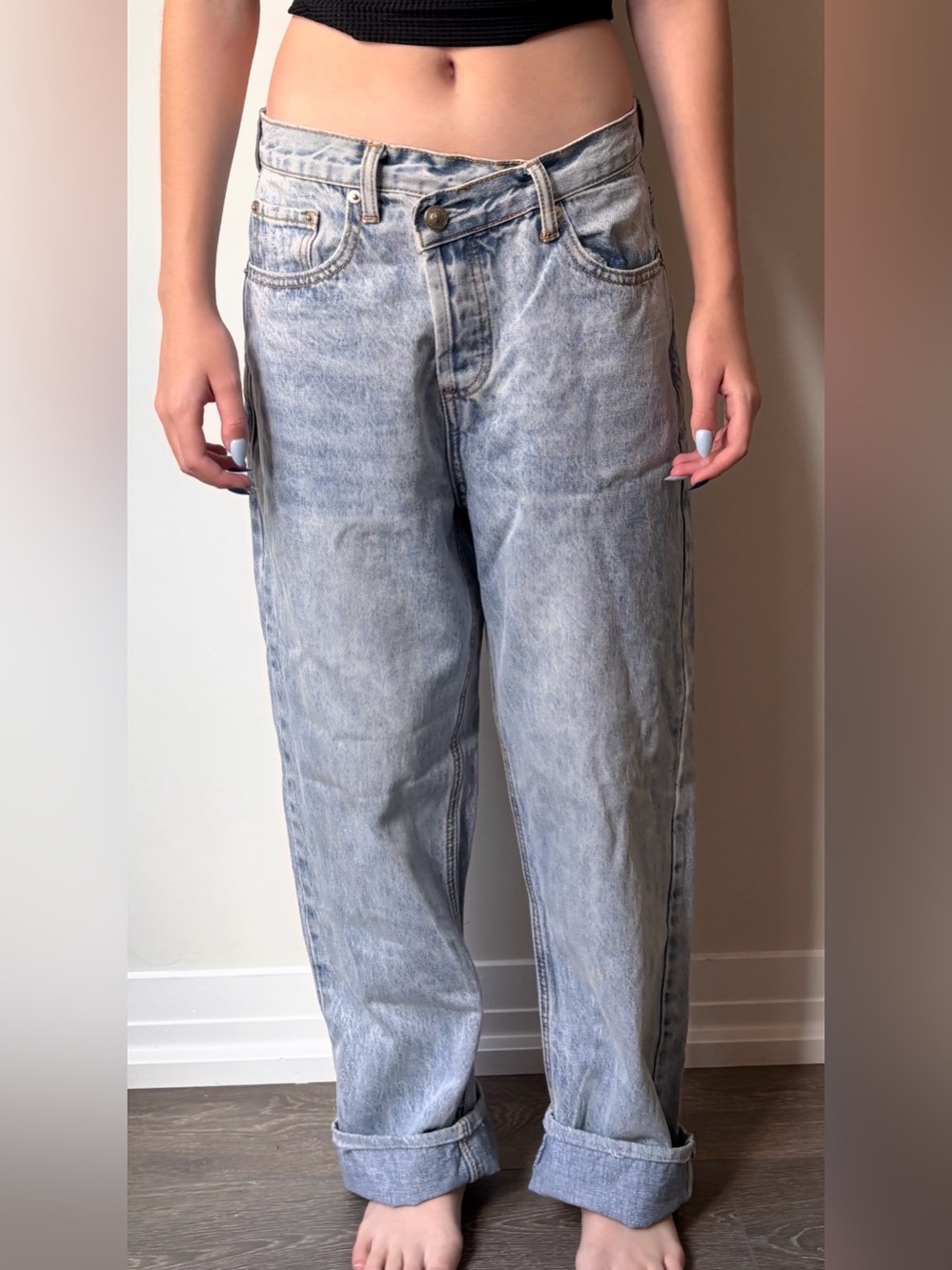 Princess Polly Faded Light-Blue Straight Leg Jeans